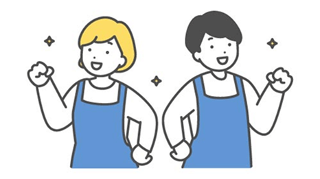 エプロンをした男女のイラスト
